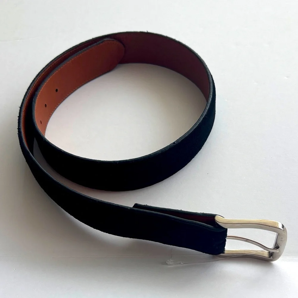 HEVIAS Men's Black Suede Genuine Leather 32 Belt